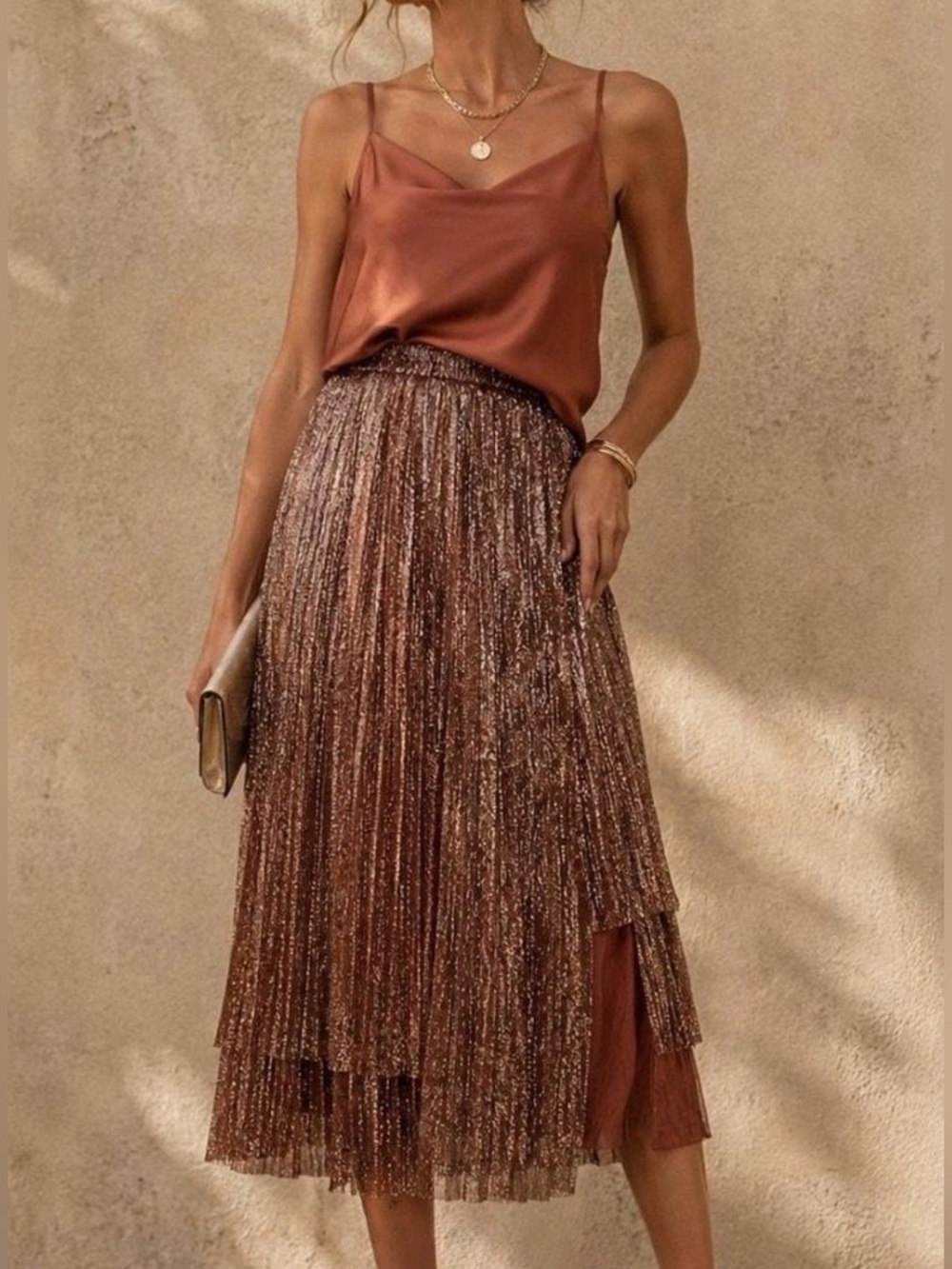 New Maeve Anthropologie Metallic Skirted Pants Bronze 6 NWT Brown Date Night